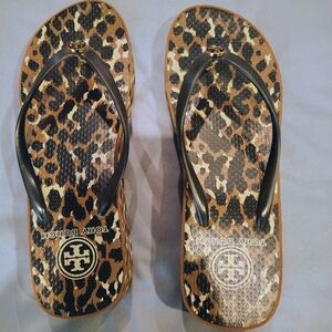 Tory Burch Leopard Print Flip Flops